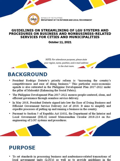 GUIDELINES ON STREAMLINING OF LGU SYSTEMS AND .